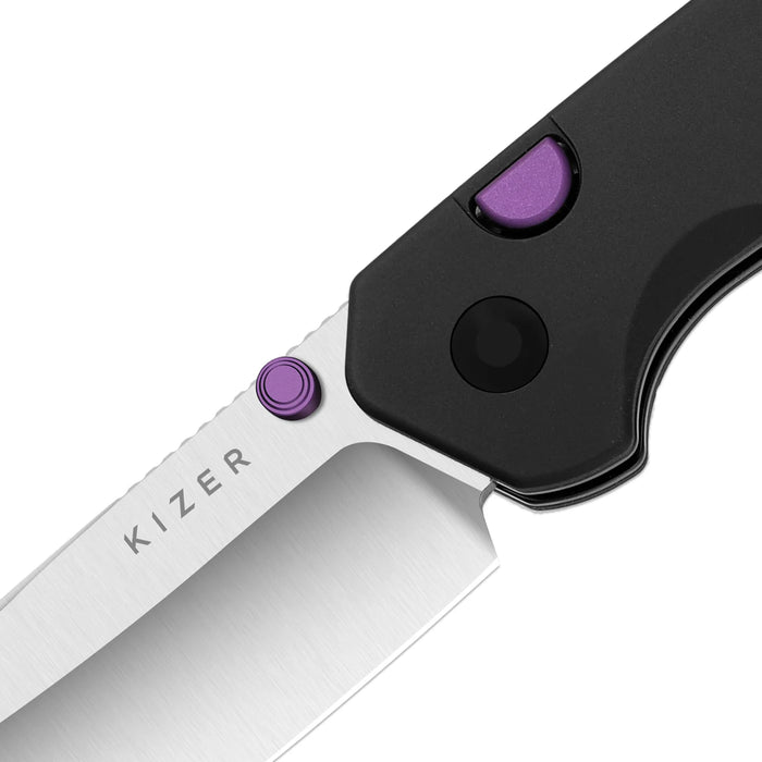 Kizer Ki3693A2 Madrac (S45VN, Sheepsfoot, Satin, Aluminum, Hollow Grind, Button Liner Lock) Pocket Knife