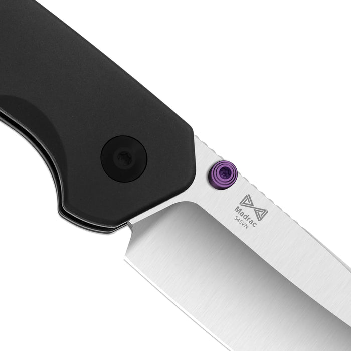 Kizer Ki3693A2 Madrac (S45VN, Sheepsfoot, Satin, Aluminum, Hollow Grind, Button Liner Lock) Pocket Knife