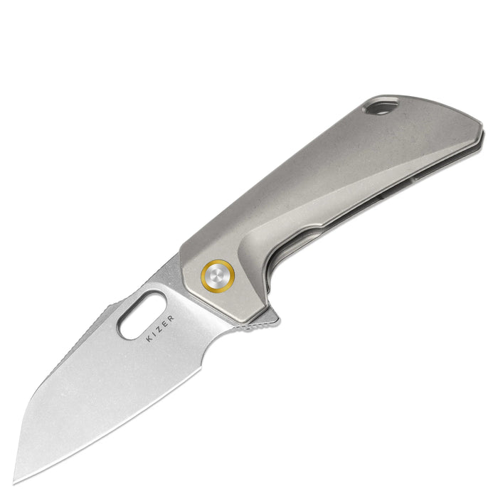 Kizer Ki3701A1 Takahe (S35VN, Sheepsfoot, Stonewashed, Titanium, Frame Lock) Pocket Knife