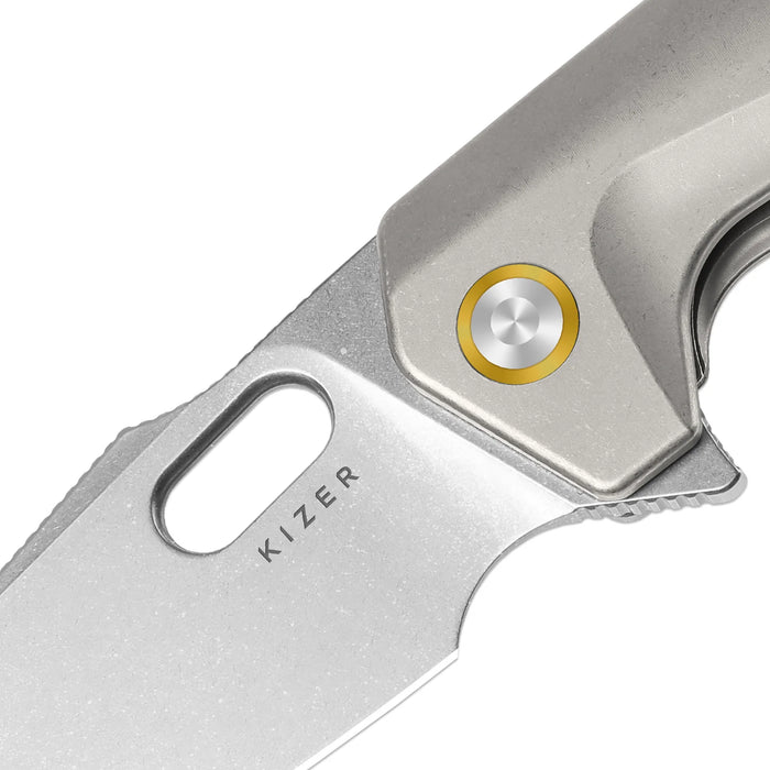 Kizer Ki3701A1 Takahe (S35VN, Sheepsfoot, Stonewashed, Titanium, Frame Lock) Pocket Knife