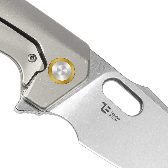 Kizer Ki3701A1 Takahe (S35VN, Sheepsfoot, Stonewashed, Titanium, Frame Lock) Pocket Knife