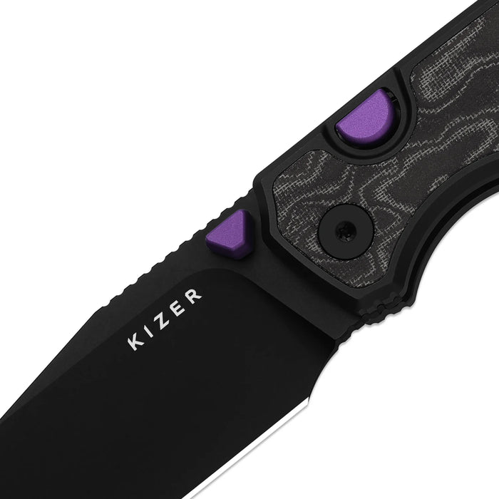 Kizer Ki3738A2 Wharning (S45VN, Wharncliffe, Sheepsfoot, Aluminum/Norplex UltreX Micarta) Pocket Knife
