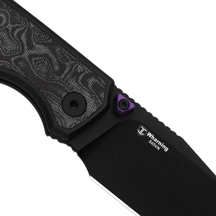 Kizer Ki3738A2 Wharning (S45VN, Wharncliffe, Sheepsfoot, Aluminum/Norplex UltreX Micarta) Pocket Knife
