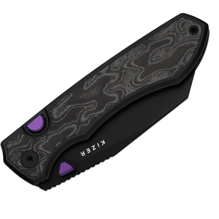 Kizer Ki3738A2 Wharning (S45VN, Wharncliffe, Sheepsfoot, Aluminum/Norplex UltreX Micarta) Pocket Knife