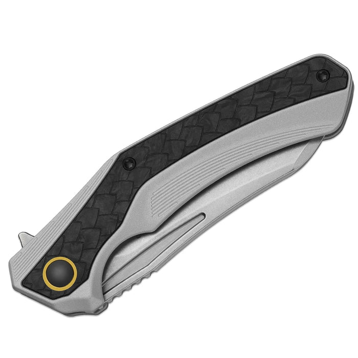 Kizer Ki4751A1 Draca (S45VN, Aluminum/Carbon Fiber, Stonewashed, Sheepsfoot) Pocket Knife