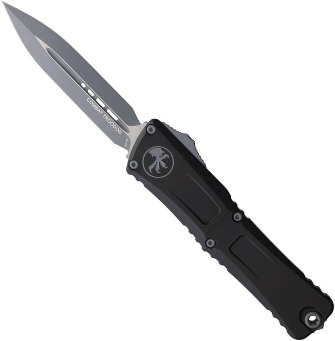 Microtech 1142-1GYSK Combat Troodon GEN III (M390MK, Dagger, Gray Coated, Aluminum) Automatic Pocket Knife