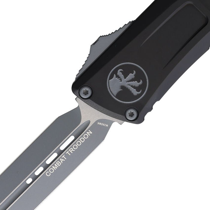 Microtech 1142-1GYSK Combat Troodon GEN III (M390MK, Dagger, Gray Coated, Aluminum) Automatic Pocket Knife