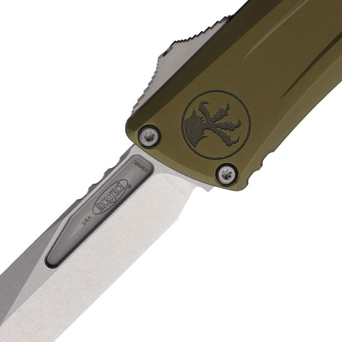 Microtech 1146-10OD Combat Troodon GEN III (M390MK, Bowie, Stonewashed, OD Green, Aluminum) Automatic Pocket Knife