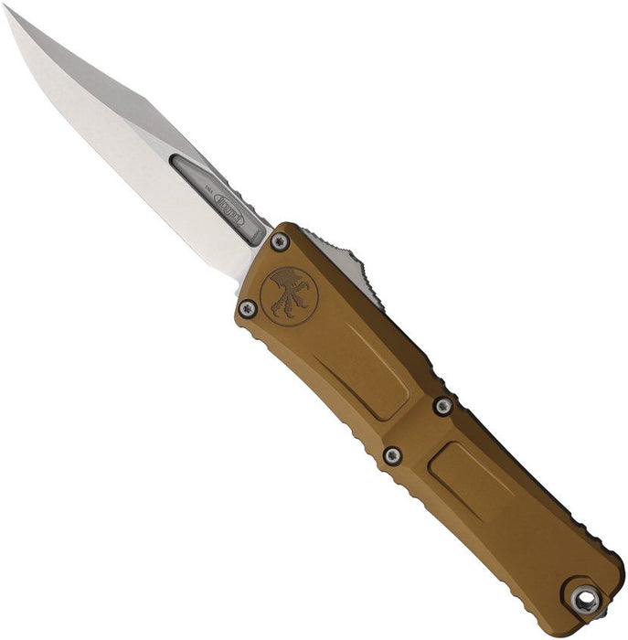 Microtech 1146-10TA Combat Troodon GEN III (M390MK, Clip Point, Stonewashed, Aluminum, Tan) Automatic Pocket Knife