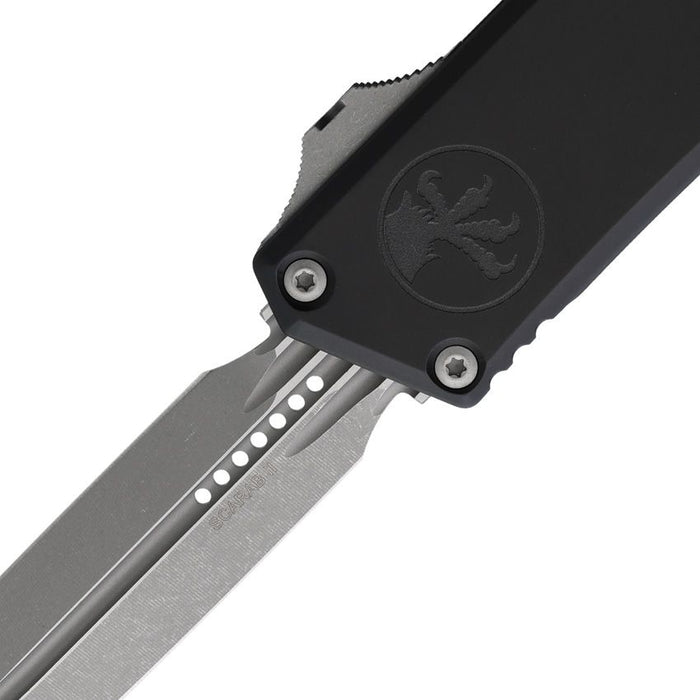 Microtech 1181-10AP Scarab (M390MK, Drop Point, Apocalyptic, Aluminum, Black) Automatic Pocket Knife