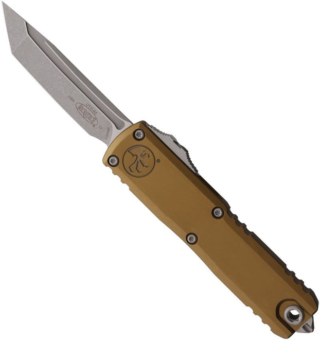 Microtech 12334-10APTA UTX-85 GEN IV (M390MK, Tanto, Apocalyptic, Aluminum, Tan) Automatic Pocket Knife