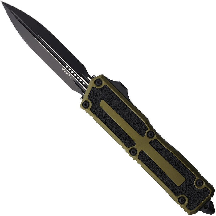 Microtech 1280-1OD Scarab II GEN III (M390MK, Dagger, Black, Aluminum, OD Green) Automatic Pocket Knife