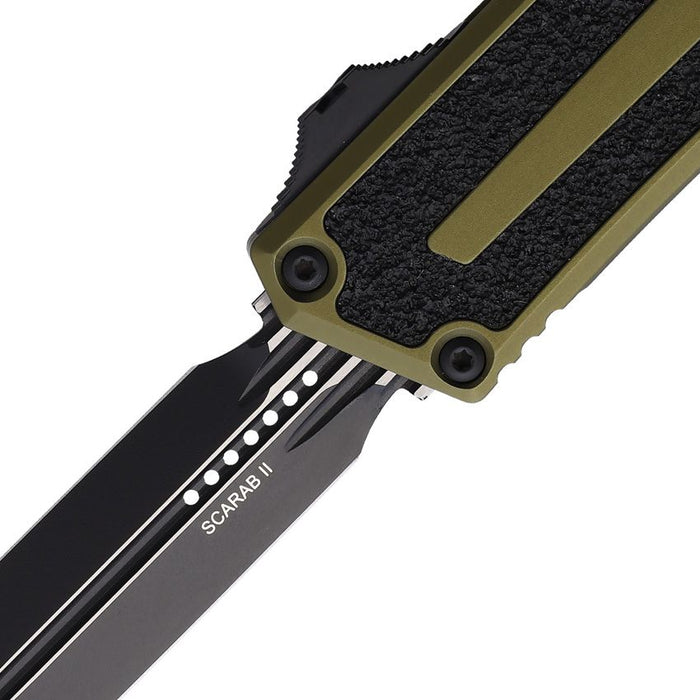 Microtech 1280-1OD Scarab II GEN III (M390MK, Dagger, Black, Aluminum, OD Green) Automatic Pocket Knife