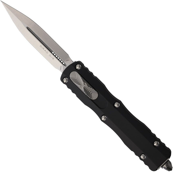 Microtech 225-10 Dirac (M390, Dagger, Stonewashed, Aluminum, Black) Automatic Pocket Knife