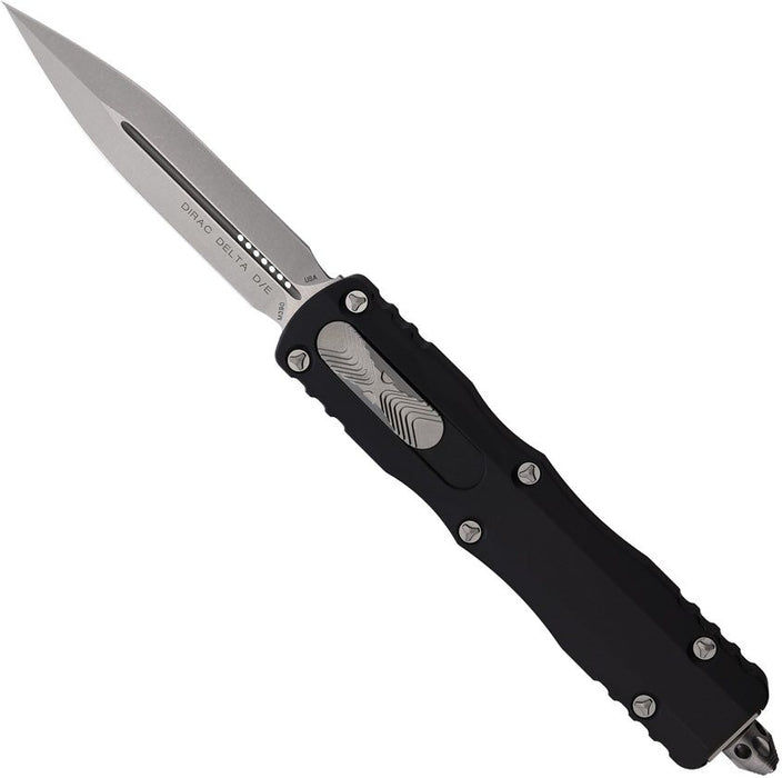 Microtech 227-10 Dirac Delta (M390, Dagger, Stonewashed, Aluminum, Black, OTF) Automatic Pocket Knife