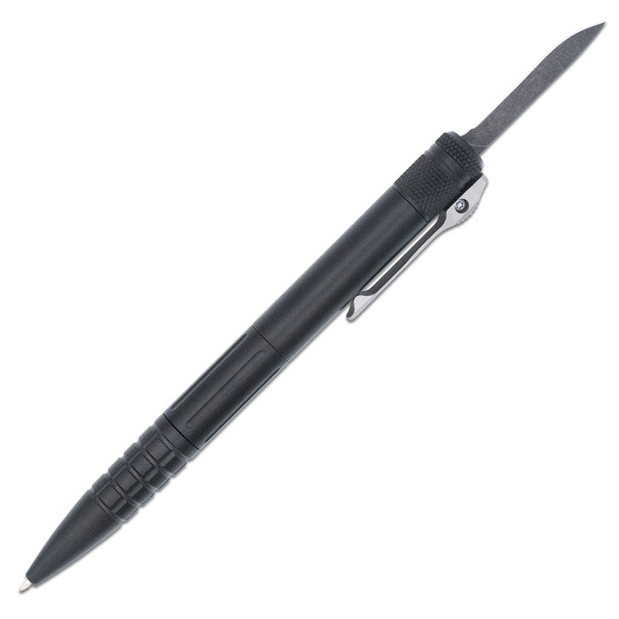 CobraTec CNCOTFPBLKGEN2 Generation 2 CNC OTF Pen (Stainless Steel, Drop Point, Stonewashed, Aluminum) Pen Knife