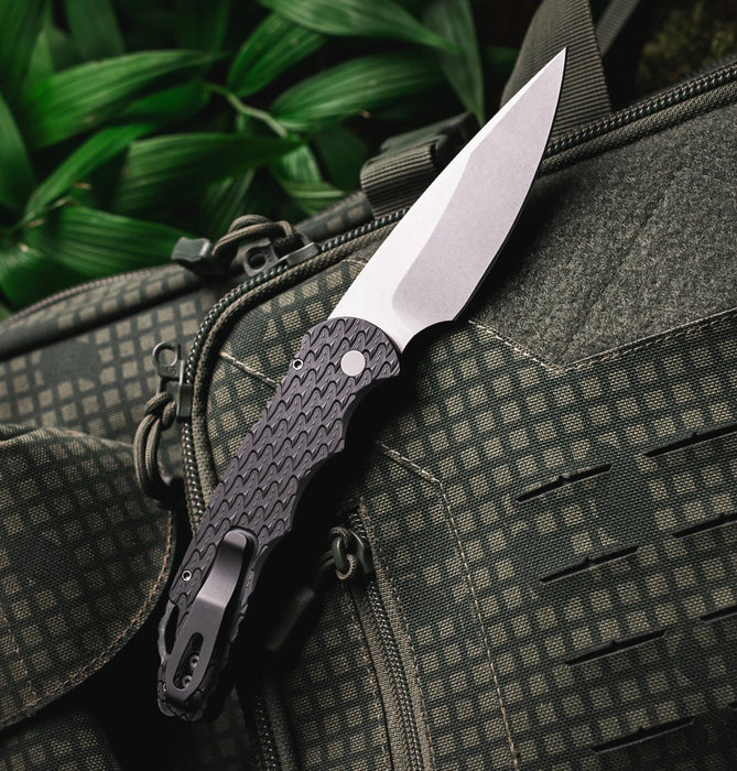 Pro-Tech T4105-F-MM Feather (MagnaMax, Drop Point, Stonewashed, Aluminum, Black) Automatic Pocket Knife