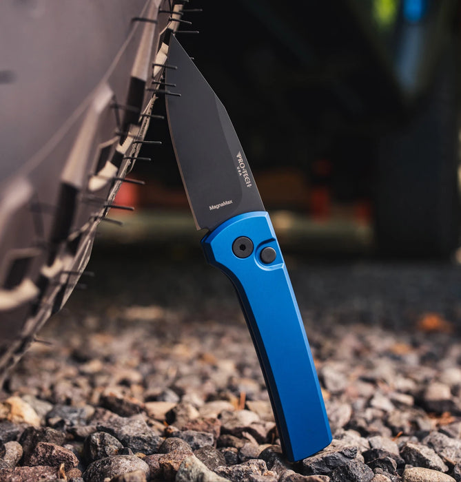 Pro-Tech RCS1103-Blue Scapegoat Compact (MagnaMax, Clip Point, DLC, Aluminum, Blue) Automatic Pocket Knife