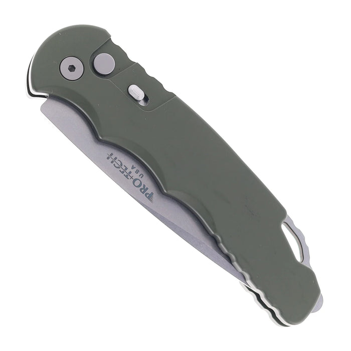 Pro-Tech T4101-MM-Green TR-4 (MagnaMax, Drop Point, Stonewashed, Aluminum, Green) Automatic Pocket Knife