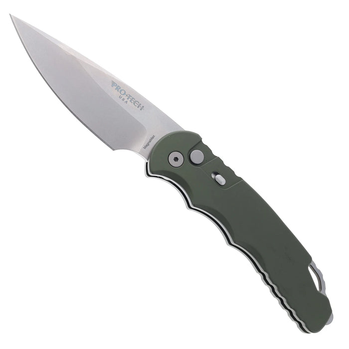 Pro-Tech T4101-MM-Green TR-4 (MagnaMax, Drop Point, Stonewashed, Aluminum, Green) Automatic Pocket Knife