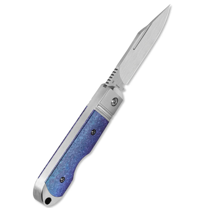 QSP QS171-A Moray (Vanax, Spear Point, Satin, Blue Crystal Titanium) Limited Edition Slip Joint Pocket Knife