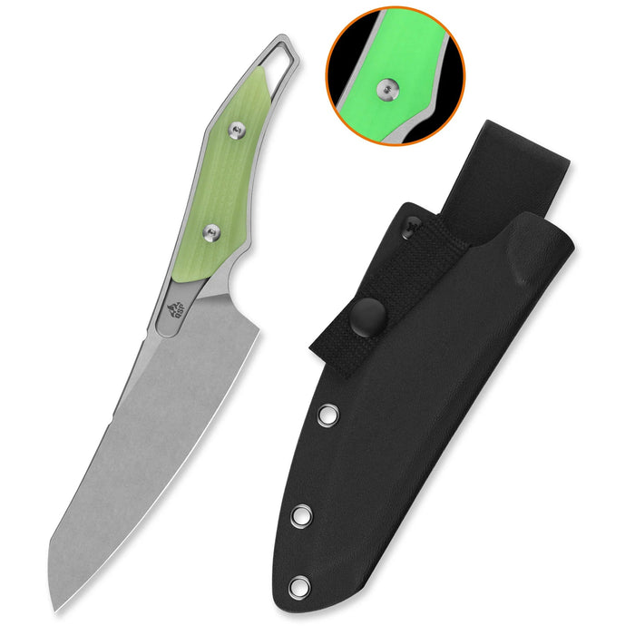 QSP QS172-B1 T-Cook (Nitro V, Wharncliffe, Stonewashed, Sheath, Glow-in-the-Dark G10) Fixed Blade Knife