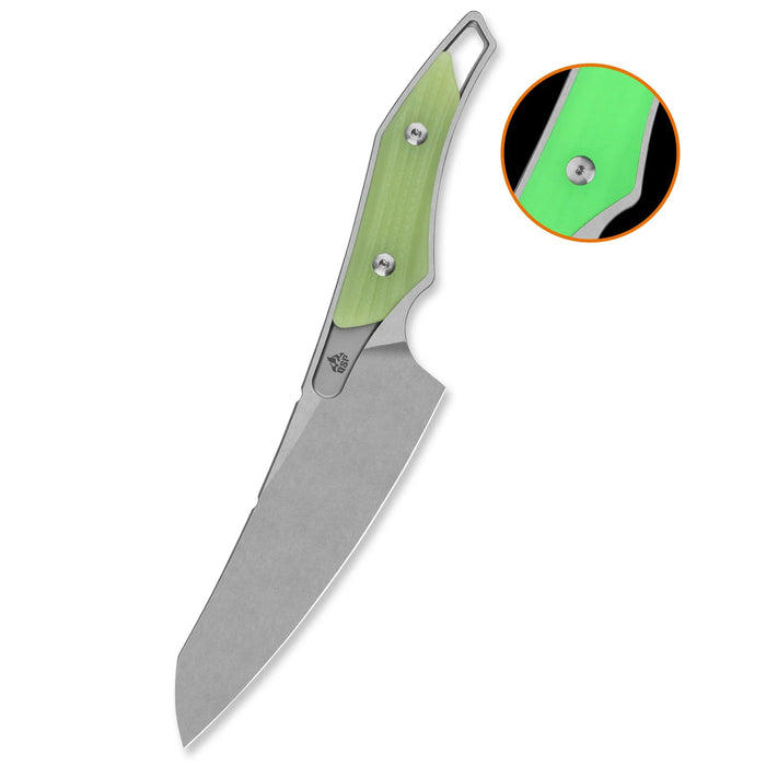QSP QS172-B1 T-Cook (Nitro V, Wharncliffe, Stonewashed, Sheath, Glow-in-the-Dark G10) Fixed Blade Knife