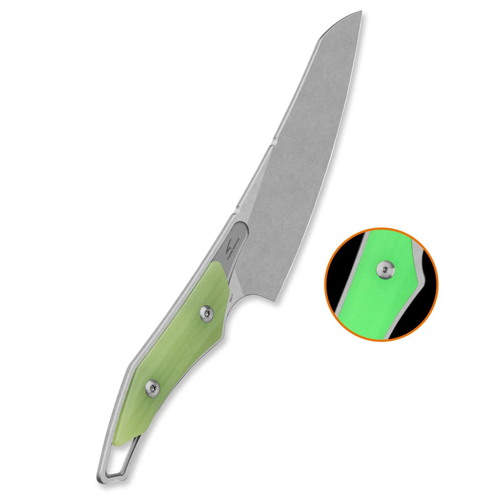 QSP QS172-B1 T-Cook (Nitro V, Wharncliffe, Stonewashed, Sheath, Glow-in-the-Dark G10) Fixed Blade Knife