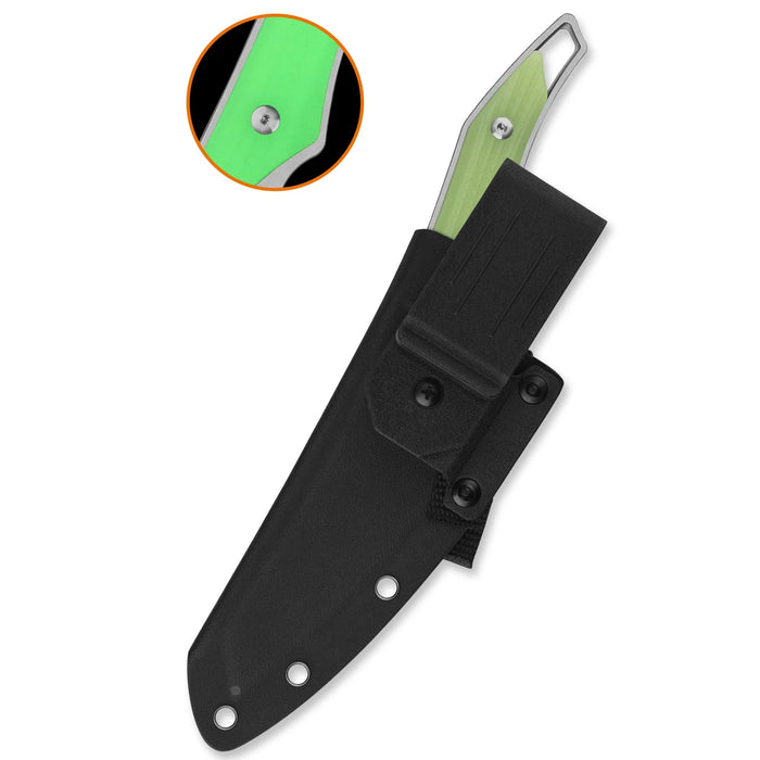 QSP QS172-B1 T-Cook (Nitro V, Wharncliffe, Stonewashed, Sheath, Glow-in-the-Dark G10) Fixed Blade Knife