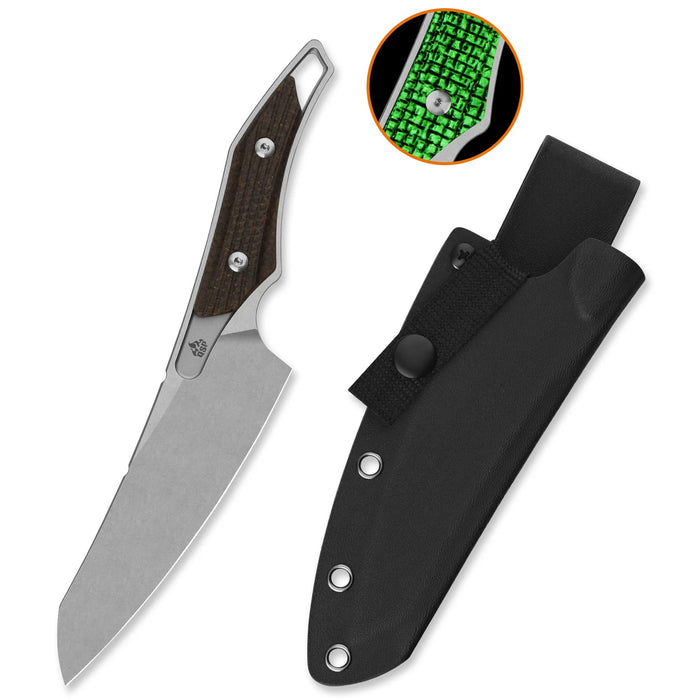 QSP QS172-C1 T-Cook (Nitro V, Wharncliffe, Stonewashed, Glow-in-the-Dark Micarta, Sheath) Fixed Blade Knife