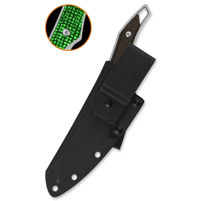 QSP QS172-C1 T-Cook (Nitro V, Wharncliffe, Stonewashed, Glow-in-the-Dark Micarta, Sheath) Fixed Blade Knife