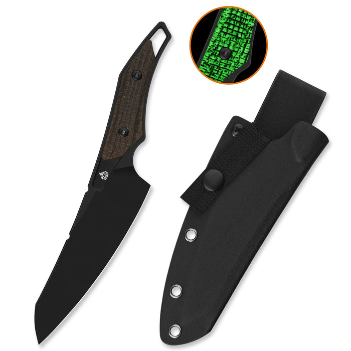 QSP QS172-C2 T-Cook (Nitro V, Wharncliffe, Glow-in-the-Dark Micarta, Sheath) Fixed Blade Knife