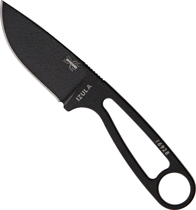 ESEE IZULA (1095, Drop Point, Black, Powder Coat, Sheath) Fixed Blade Knife with Survival Kit
