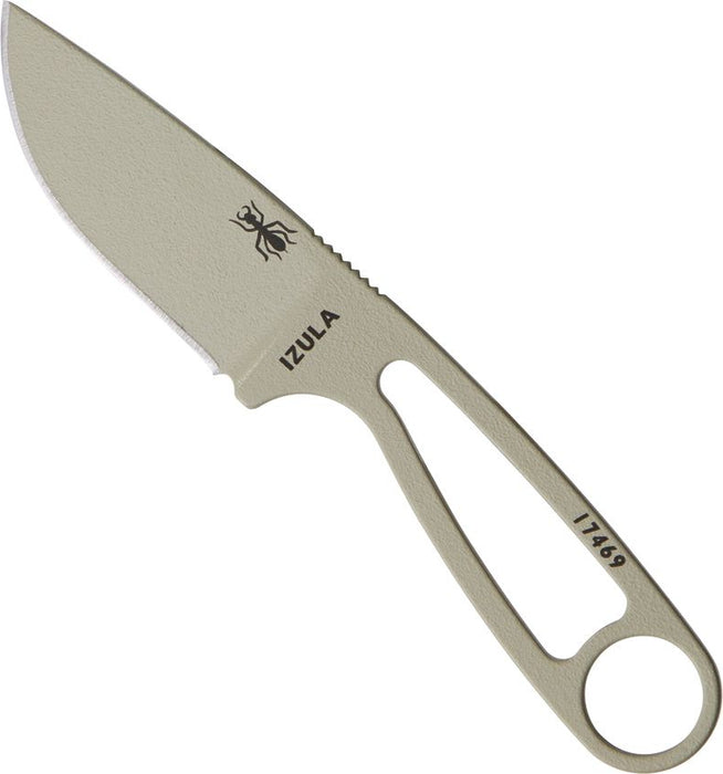 ESEE IZULA (1095, Drop Point, Desert Tan, Powder Coat, Sheath) Fixed Blade Knife with Survival Kit