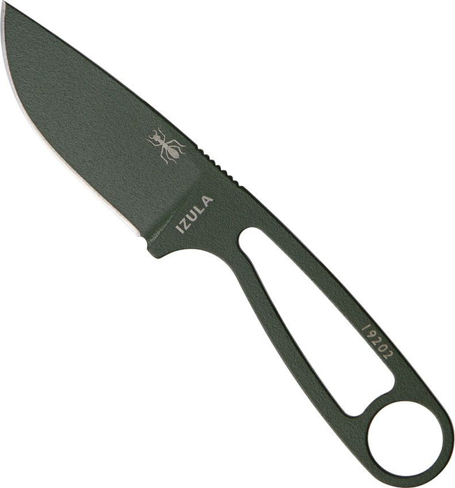 ESEE IZULA (1095, Drop Point, OD Green, Powder Coat, Sheath) Fixed Blade Knife with Survival Kit