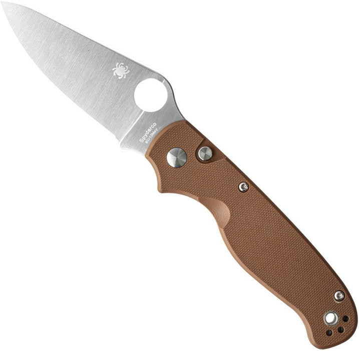 Spyderco C275GPBN ButtonUp (8Cr13MoV, Satin, Clip Point, G10, Brown) Pocket Knife