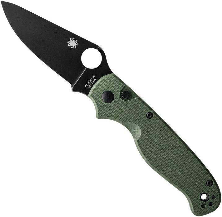 Spyderco C275GPGRBK ButtonUp (8Cr13MoV, Black Oxide, Clip Point, G10, OD Green) Pocket Knife