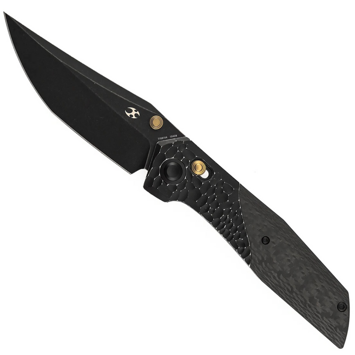 Kansept T1081V4 Deadite (154CM, Clip Point, Blackwash, Blackwash Aluminum/Twill Carbon Fiber) Pocket Knife