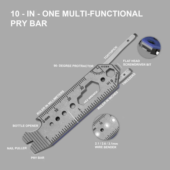 Kizer T122A2 Pac-Bar (Brown, Stonewashed, Titanium/G10) Multi-Tool