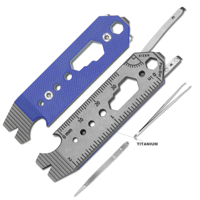 Kizer T122A4 Pac-Bar (Blue, Stonewashed, Titanium/G10) Multi-Tool
