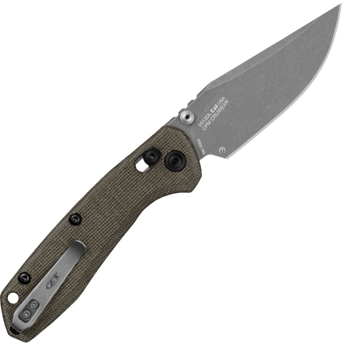Zero Tolerance 0512DL (CPM Cru-Wear, Working Finish, Clip Point, Olive Micarta) Folding Knife