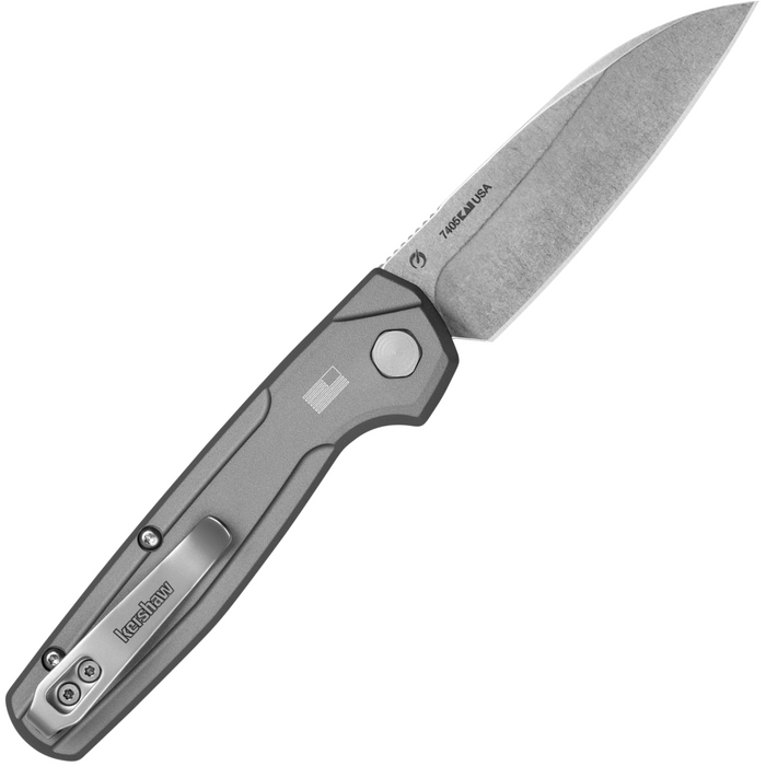 Kershaw 7405 Launch 24 (14C28N, Stonewashed, Sheepsfoot, Aluminum, Gray) Automatic Pocket Knife
