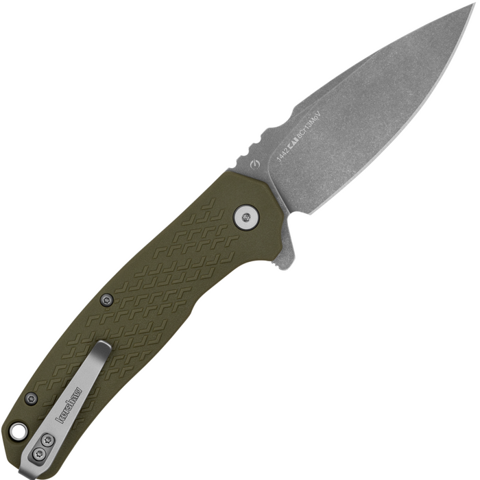 Kershaw 1442 Conduit XL (8Cr13MoV, Working Finish, Spear Point, Glass-Filled Nylon, Olive) Folding Knife