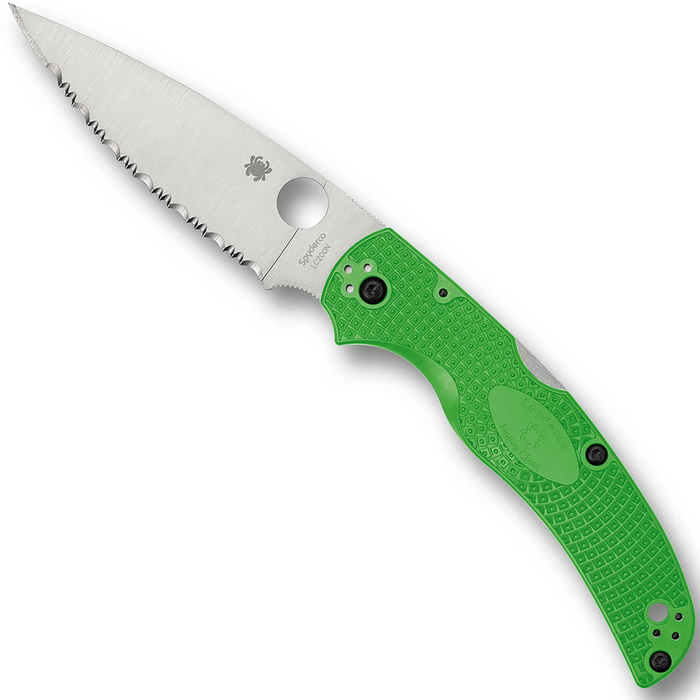Spyderco C244SGR Native Chief Salt (LC200N, Leaf-Shaped, FRN, Serrated, Green) Lightweight  Folding Knife