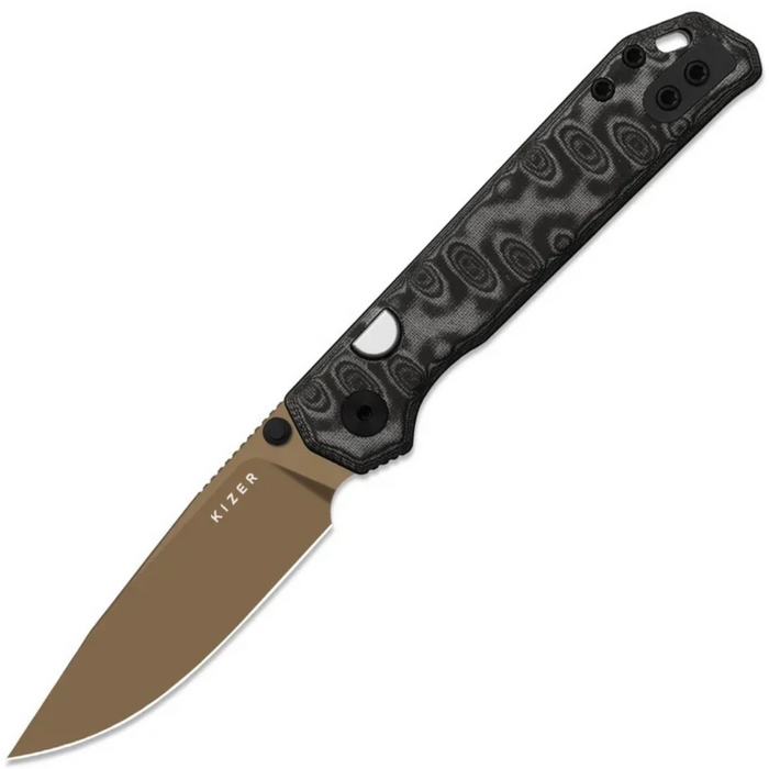 Kizer V3458.2BDA8 Begleiter 2.9 (BD1N, Sunset Metal PVD, Drop Point, Vortex Pattern Micarta, Multicolored) Folding Knife