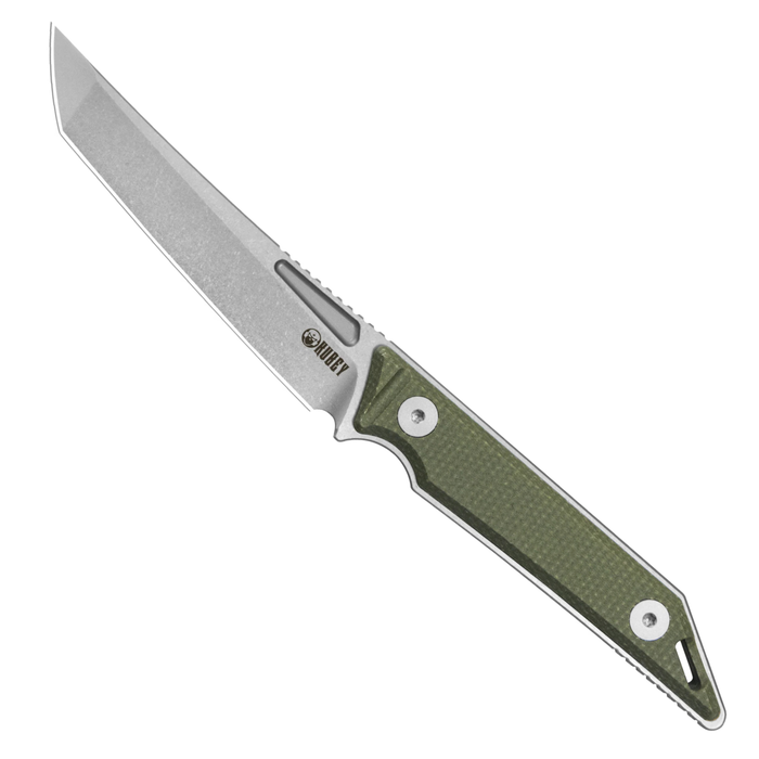 Kubey KU430E Goliath (14C28N, Tanto Point, Beadblast, Green Micarta) Fixed Blade Knife