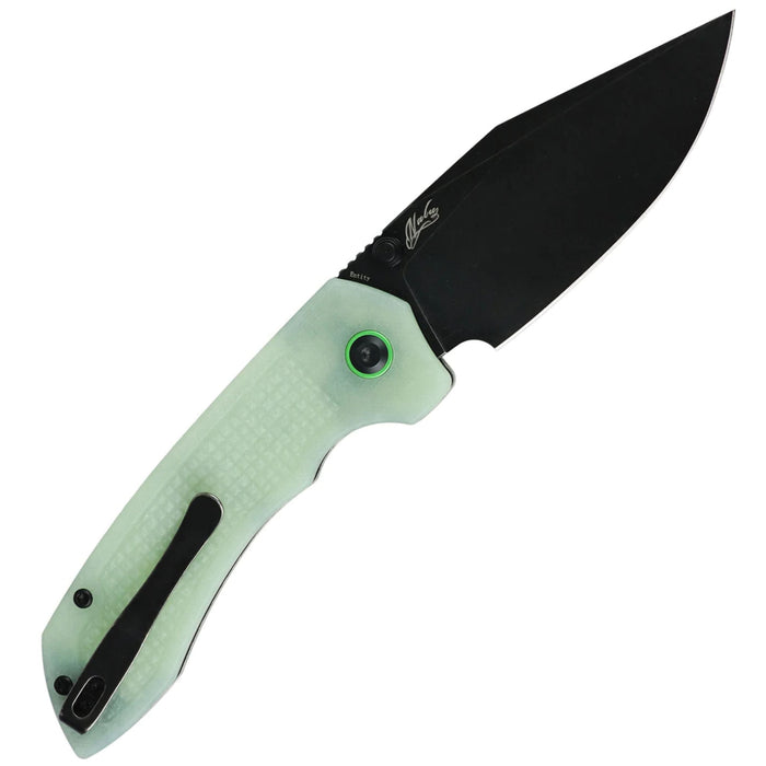Tenable B1036H2 Entity (14C28N, Drop-point, Blackwashed, Dark Green G10) Folding Knife