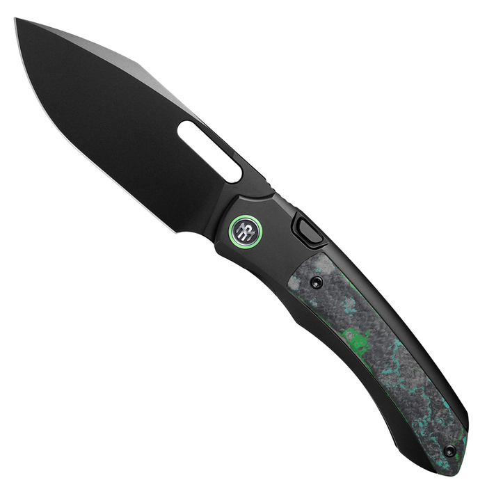 Remette ORCAKDD RT-Orca (M390, Drop Point, Pearlescent DLC, Titanium & Kelp Bed CamoCarbon, Button Frame Lock) Folding Pocket Knife