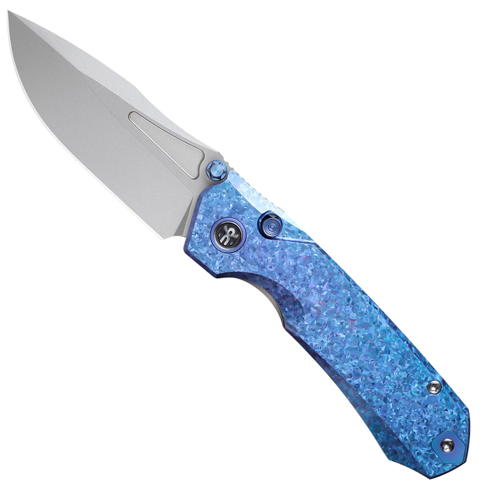 REMETTE RNTB3 RT-Rhino (M390, Drop Point, Pearlescent, Crystallized Titanium, Blue) Pocket Knife