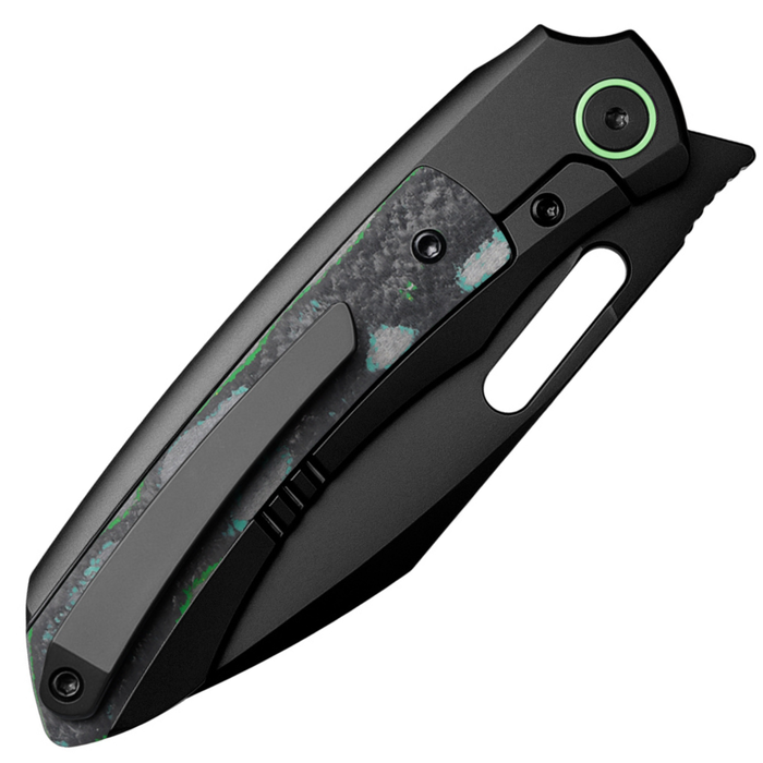 Remette ORCAKDD RT-Orca (M390, Drop Point, Pearlescent DLC, Titanium & Kelp Bed CamoCarbon, Button Frame Lock) Folding Pocket Knife